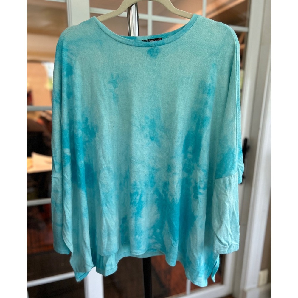 Orig. $148 FRENCH KYSS TIE-DYE Oversized SOFT Scoop Neck Top Women's XL Pink
